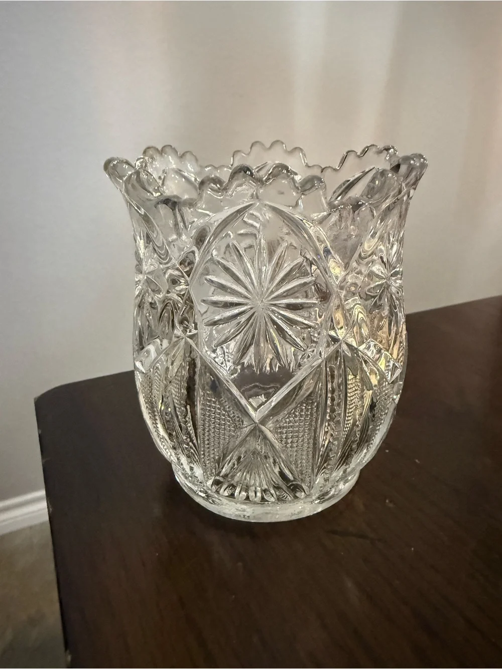 Early American Pattern Glass EAPG Spooner Celery Vase Geometric Scalloped